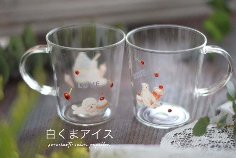 ポーセラーツ 耐熱グラス 取っ手付き 250ml 6