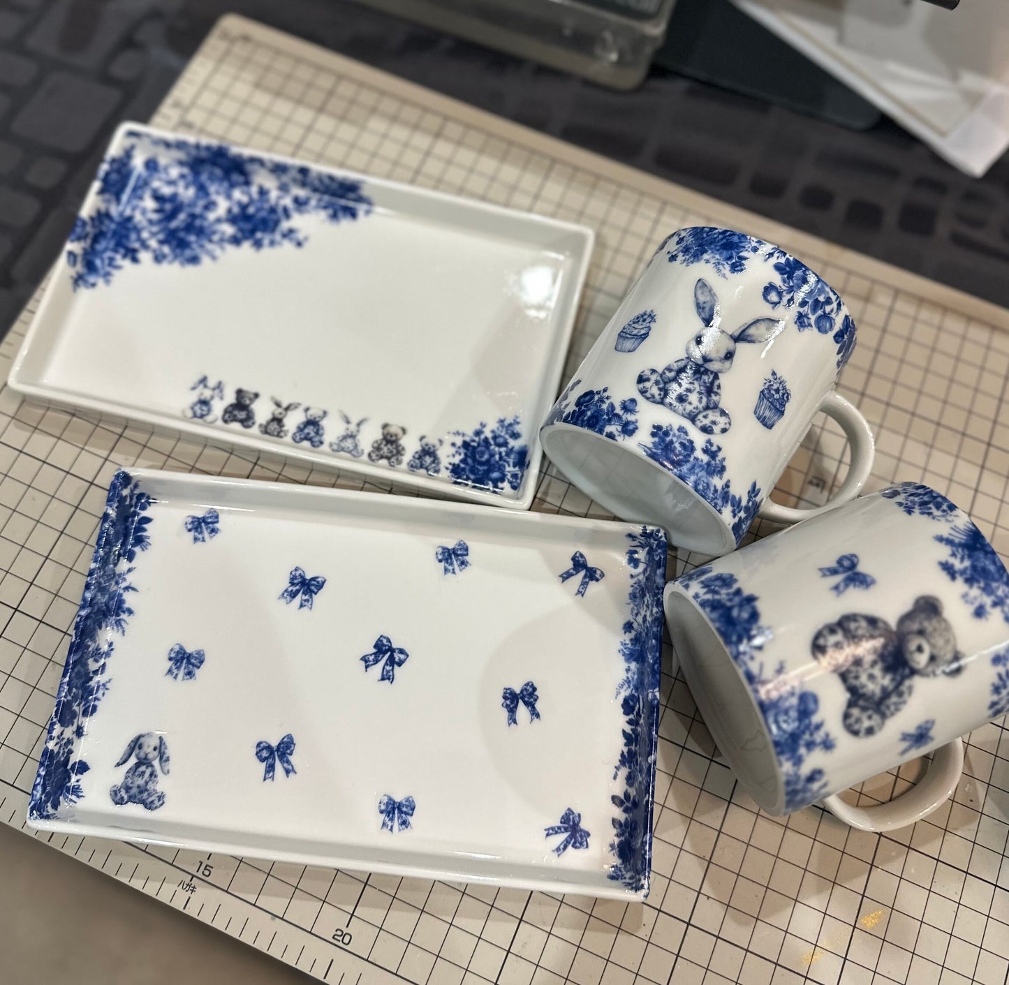 ポーセラーツ 白磁 マグカップ＆長角トレイ セット 220ml 8