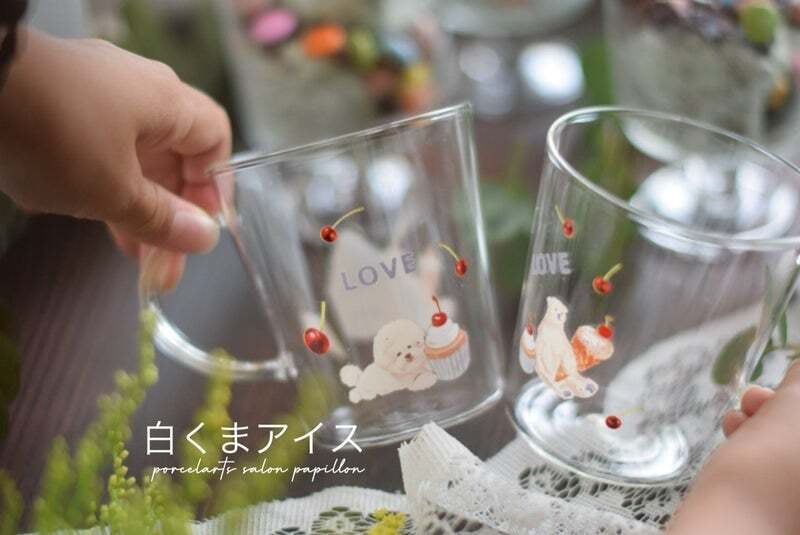 ポーセラーツ 耐熱グラス 取っ手付き 250ml 5