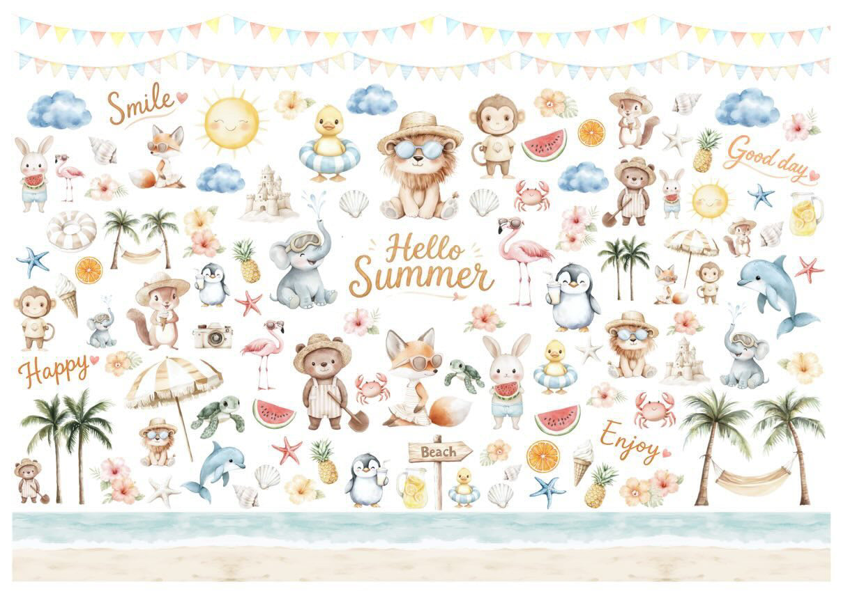 Sunny Beach Friends／Strawberry Picnic 転写紙〈2種〉