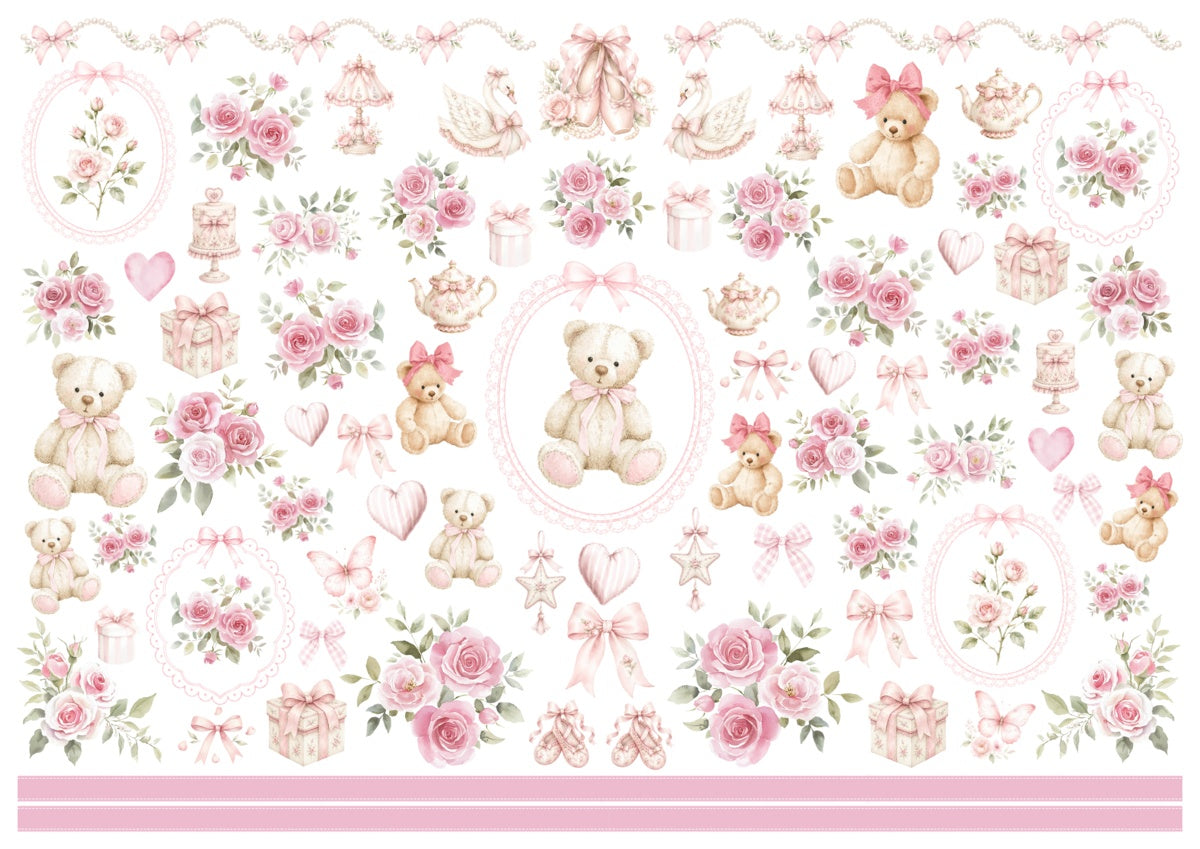 Rose Teddy Garden｜バラとテディの大人可愛い転写紙