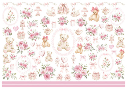 Rose Teddy Garden｜バラとテディの大人可愛い転写紙